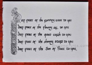 Deep Peace:  Irish Blessing in Celtic Calligraphy, unfinished